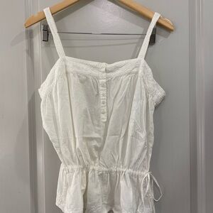 Bass White Cotton Eyelet Tank Top